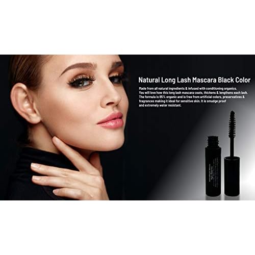 Mom's Secret 100% Natural Mascara Black, Organic, Vegan, Paraben & Gluten Free, Strengthens & Volumes, Stays on all day, Made in the USA, 0.25 ounce