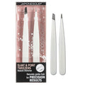 JAPONESQUE Pointed & Slant Tweezer Set - Precision Stainless Steel Eyebrow Duo