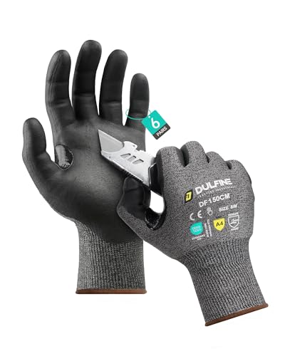 DULFINE A9 Cut Resistant Work Gloves - Max Protection for Industrial Tasks, 2 Pairs