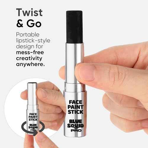 Blue Squid PRO Black Face Paint Stick - Waterproof Body Paint for Adults & Kids Eye Black Baseball, Eyeblack Softball - Vegan Hypoallergenic Twist-Up Non-Toxic Makeup Stick for Cosplay, Sports & SFX