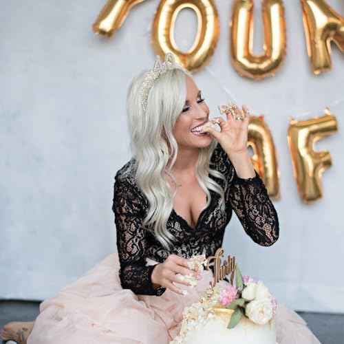 40th Birthday Headband for Women, 40th Birthday Crown for 40th Birthday Outfit Dress for Women, Birthday Headband with Pearl for 40th Birthday Decorations, Happy 40th Birthday Decorations