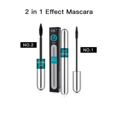 4D Silk Fiber Lash Mascara, 2 in 1 Mascara For Natural Lengthening And Thickening Effect(Pack of Cyan, Black)