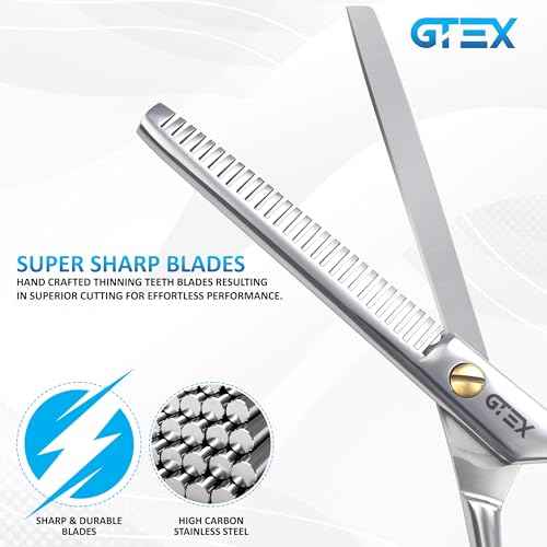 Thinning Shears for Hair Cutting GTEX 6.5in Thinning Scissors Professional Barber¡¯s Texturizing Shears for Salon & Home Use - High Carbon Stainless Steel Texture Blending Hair Thinning Shears