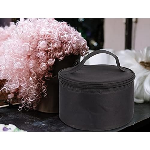 Wig Travel Case,Foldable Round Wig Box,Lightweight and Durable Travel Makeup Case for Men & Women