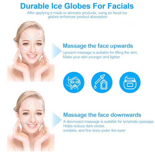 CGBE 360 Rotating Ice Globes For Face, Food-Grade Stainless Steel Facial Globes For Cryo Therapy, Smaller Ice Globes For Facials Reduce Wrinkles & Swelling - Black