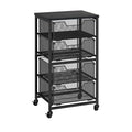 4-Drawer Rolling Cart with Wooden Top & Lockable Wheels