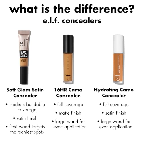 e.l.f. Soft Glam Satin Concealer Medium Cool 34, 0.21 Fl Oz - Hydrating, Long-Lasting