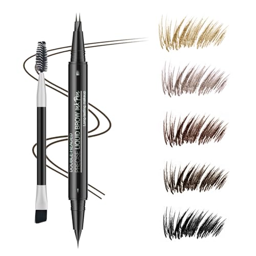 5-Shade Microblading Eyebrow Pen - Dual Tip Brow Marker with Spoolie