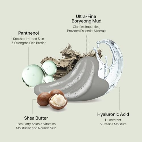 BRMUD Relief Mud Gua Sha Mud Bar Soap - Mud Mask Massager Cleansing Bar for Face and Body - V Line Lifting, Sebum Cleansing, Moisturizing - Shea Butter, Panthenol, Jojoba Seed Oil, 2.99 oz.
