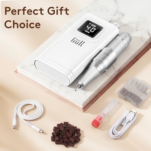 Pruk Electric Nail Drill Kit - 40000RPM Cordless E-File with LCD