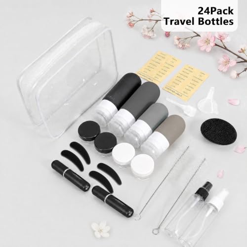 24-Pack Travel Bottles TSA Approved Leak Proof Toiletries Set