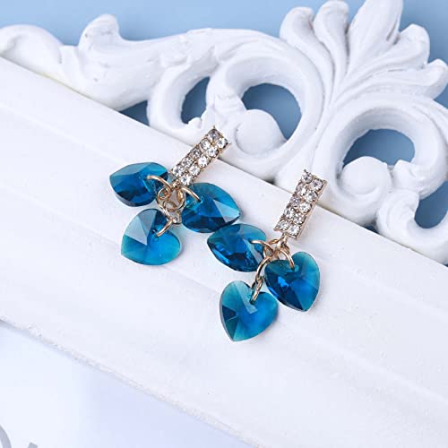 Blue Sapphire Tassel Drop Earrings Gold Plated
