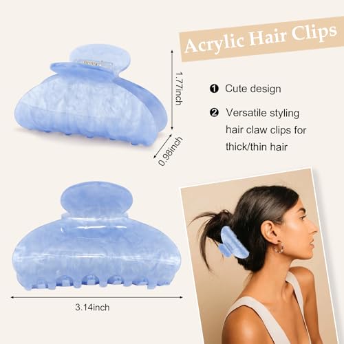 Vovii 4Pcs Medium Acrylic Claw Clips Set - Blue & White