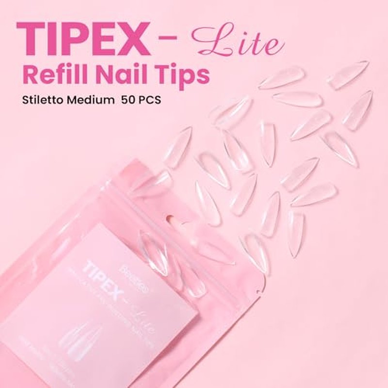Beetles Tipex Lite Medium Stiletto Nail Tips - 50 Pcs, Size 9