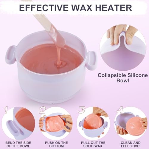Wax Warmer for Hair Removal, 16.9oz Portable Electric Wax Heater Machine for Hard and Soft Wax Beads, Fast Heating for Home Gentle, Salon Warmer for Braizlian Waxing, Body, Bikini, Eyebrow, Purple
