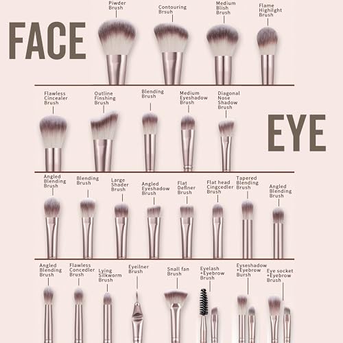 Professional Makeup Tools Set, 54pcs set Cosmetic Brush & Sponge & Puff & Headband & Brush Cleaning Bow Set,Facial Makeup & Cleaning Accessories, Makeup Products, Valentine Day Gift for her