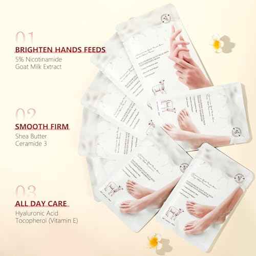 Hydrating Hand Foot Masks Set for Women Men,6 Pack Glove Mask for Dry Hand & 6 Pack Socks Mask for Dry Cracked Feet£¨Milk£©