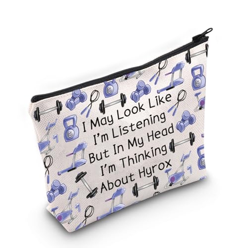 JXGZSO Funny H Gift I'm Thinking About H Makeup Bag Fitness Inspirational Gift Gym C Cosmetic Bag Sport Lover Gift