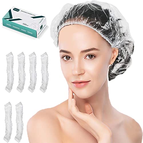 Tobvory Disposable Shower Caps 100 Pack - Waterproof Hair Protection
