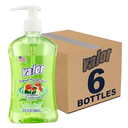 Valor Moisturizing Liquid Hand Soap, |Hand soap| Suitable for All Skin Types, Delightful Cucumber & Watermelon Scent, 13.5 Fluid Ounces (Pack of 6)