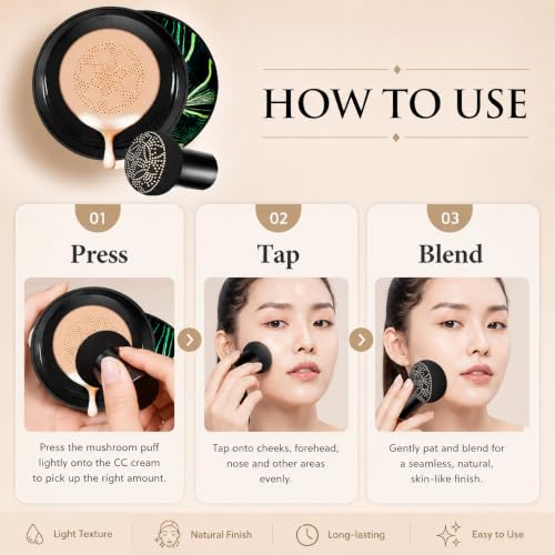 Aurovida Moisture Cushion CC Cream Foundation with Mushroom Head