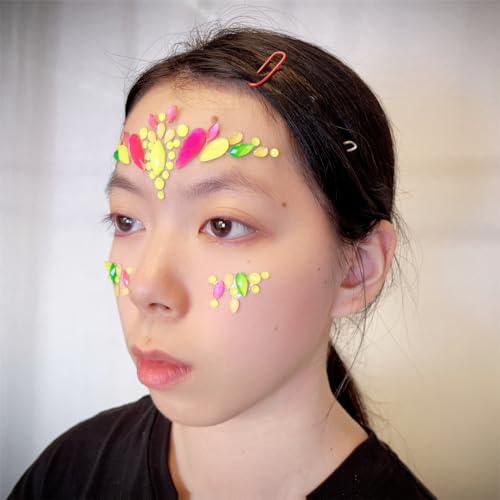 Topz Neon Face Gems Sticker – Rainbow Crystal Eye Jewels