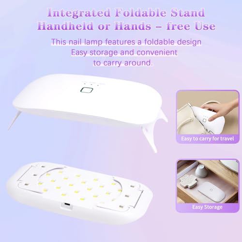 48W UV LED Nail Lamp Dryer for Gel Polish, Resin & Nail Art - Folding & USB Charging