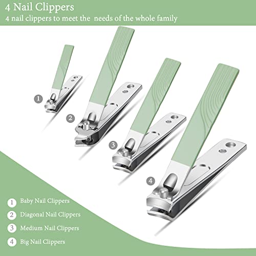 Manicure Set, 22 in 1 Nail Clippers Manicure Pedicure Kit Nail Grooming Kits Pedicure Care Tools for Man and Women with Travel Case(Mint Green)