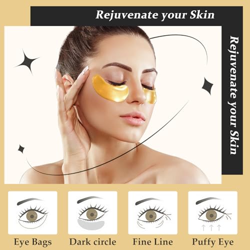 Adofect 30 Pairs Under Eye Patches -Reduce Eye Bags -24K Gold Eye Mask Collagen Under Eye Gel Pads for Puffiness and Dark Circle, Wrinkle, Revitalize and Refresh Your Skin