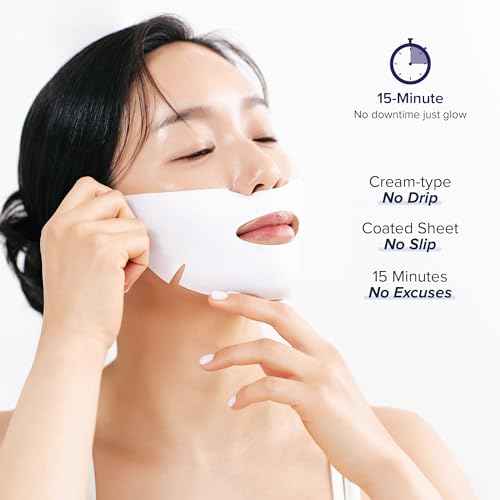 Sealing-in-Moisture Mask | No-Slip, No-Drip, No-Mess 15-Minute Triple-Layer Sheet Mask | Niacinamide, Adenosine &Collagen for Hydration,Firming & Glowing Skin | (18gx5ea)