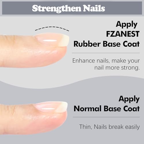 FZANEST Clear Rubber Base Builder Gel - HEMA-Free Nail Strengthener Coat