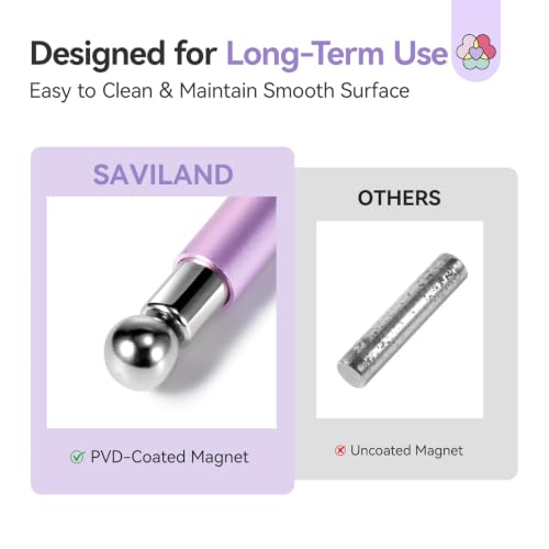 SAVILAND Purple Cat Eye Magnet Set for Nails with Double-Head & Heart Design - 5PCS