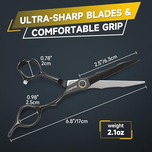 Wenshall Black 6 Inch Professional Hair Cutting Scissors - Japanese 440C Steel, Sharp Salon Shears for Hairdresser & Home Use