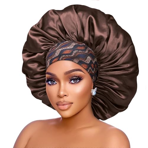 Silk Satin Bonnet for Curly Hair - 2pc Oversized Sleep Cap
