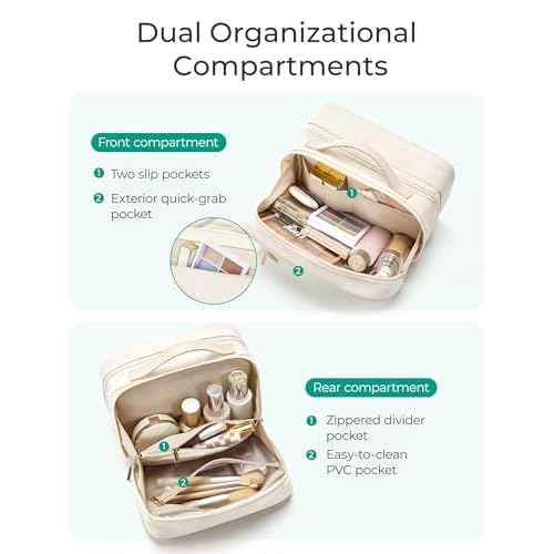 BAGSMART Travel Makeup Bag Cosmetic Bag for Women, Wide-open Portable Make Up Organizer for Women for Essentials Cosmetics Toiletries Accessories, Brushes, Medium Capacity