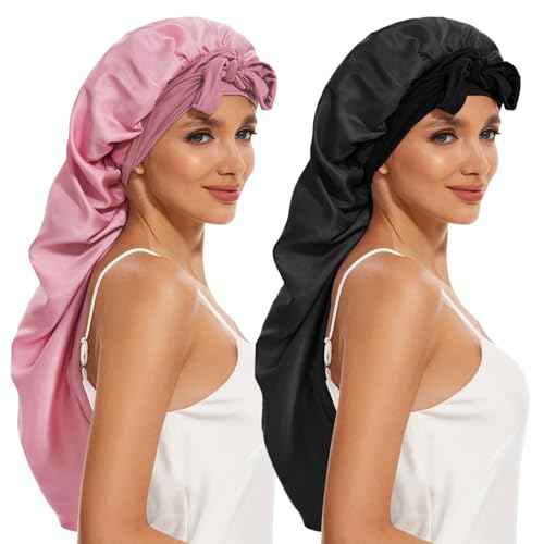 Silk Long Bonnet for Braids & Curly Hair, Silk Satin Bonnet for Sleeping, Extra Large Bonnets for Women Braid