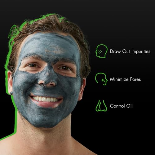 Tiege Hanley Detoxifying Facial Clay Mask for Men, Deep Pore Cleansing Charcoal Face Mask With Natural Kaolin Clay and Aloe, Absorbs Oil & Reduces Appearance of Pores, Men¡¯s Skin Care, 2 Oz, 2 Pack