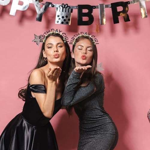 CAVETEE Birthday Crown Tiara Headband for Women & Girls