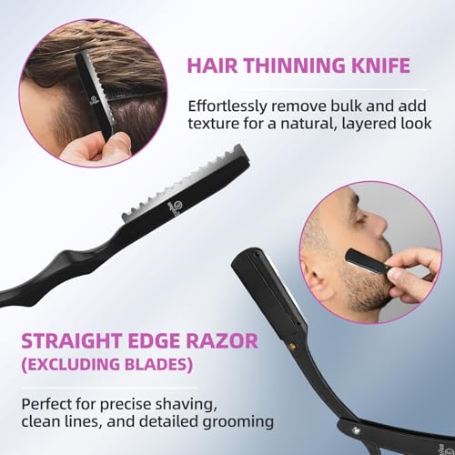 Professional Hair Cutting Scissors Set - 9 PCS with 6.5" Thinning & Straight Shears