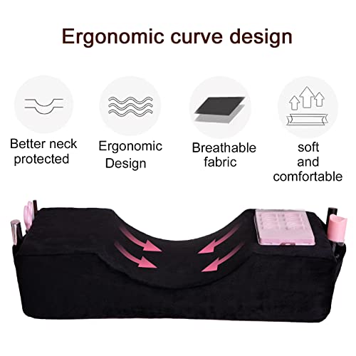 Eyelash Extension Pillow for Beauty Salon, Suitable for Supporting and Protecting Neck When Eyelash Extensions, Comfortable Velvet Beauty Memory U-Shaped Sponge Pillow (Black)