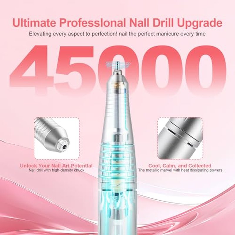 FLRONGSUN 45000RPM Rechargeable Nail Drill with LCD Screen
