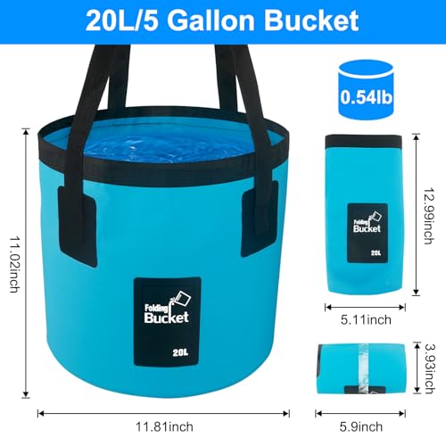 5 Gallon Collapsible Bucket with Handle - Portable Car Wash