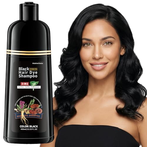 HIS&HERCHOICE Black Hair Dye Shampoo 3-in-1 Gray Coverage, Natural Black