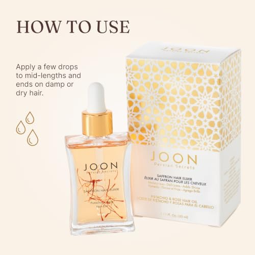 Joon Rose Saffron & Pistachio Hair Oil Elixir - 1.11 Fl Oz | Nourishing & Frizz Control