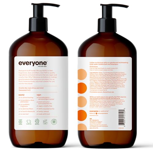 Everyone 3-in-1 Soap, Body Wash, Bubble Bath, Shampoo, 32 Ounce (Pack of 2), Lavender and Aloe & 3-in-1 Soap, Body Wash, Bubble Bath, Shampoo, 32 Ounce (Pack of 2), Citrus and Mint