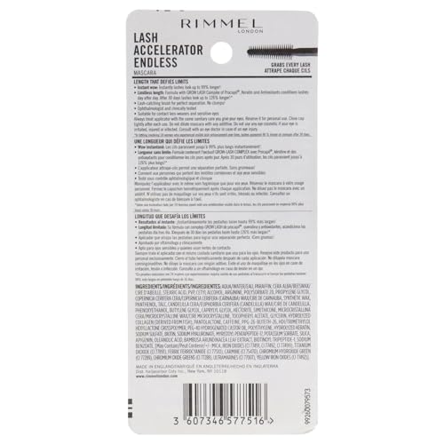 Rimmel Lash Accelerator Mascara, Extreme Black, Pack of 1