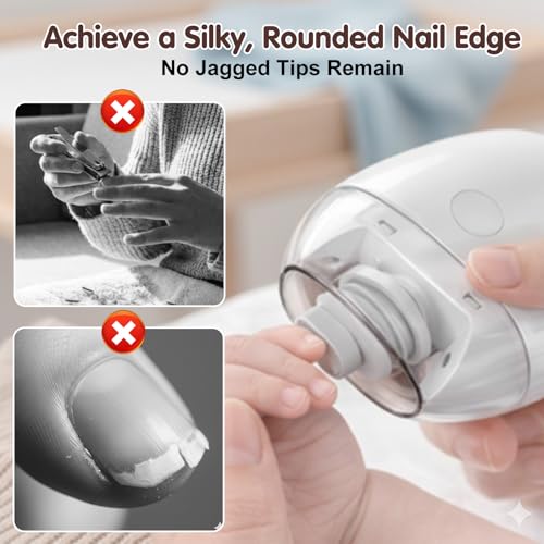Electric Automatic Nail Clipper,Electric Nail Clippers for Seniors,Electric Automatic Nail Clipper Trimmer,Universal Automatic Fingernail Grinder with LED Light and 3-Speeds Control (2PCS)