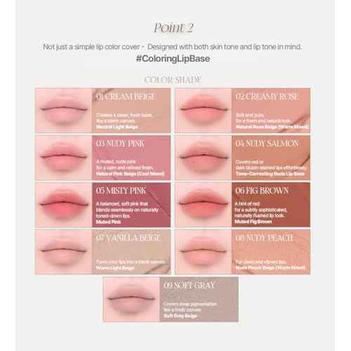 Heart Percent Dote On Mood All Cover Lip Base, Comfortable & Flawless Lip Tone & Texture Correction w/Lightweight Texture, #09. Soft Gray