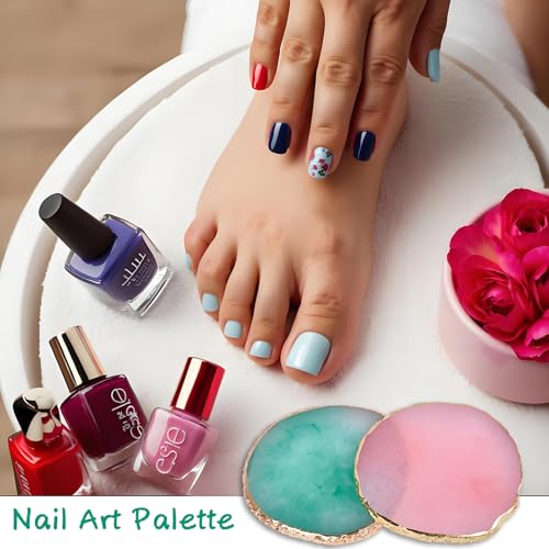 2-Piece Resin Nail Art Palette Set with Gold Edge