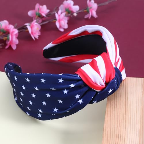 American Flag Knotted Headband USA Patriotic Independence Day Stars Stripes Twist Hair Accessories 4th of July Hair Hoop for Women Girls